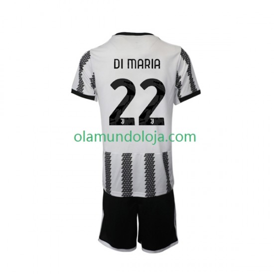 Camisola Juventus Di Maria 22 Criança Equipamento Primeiro 2022-2023 Manga Curta